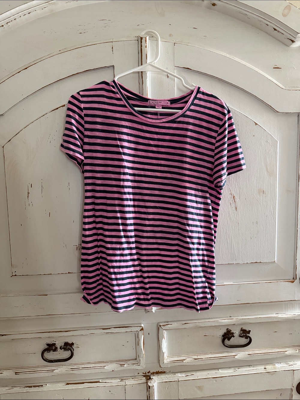 Stateside Pink and navy Striped Short Sleeve Tee